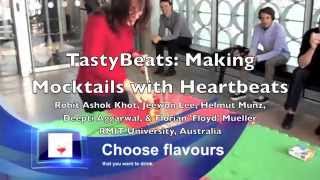 Tastybeats
This is the 30 sec CHI 2014 preview video of TastyBeats. Full video available at the link below.
TastyBeats is an interactive installation that explores fluidic edible representation of physical activity by engaging participants in a fluidic spectacle of creating sports drink that match their heartbeats.
TastyBeats is a research project from the Exertion Games Lab at RMIT University in Melbourne, Australia. http://exertiongameslab.org/projects/tastybeats Tastybeats