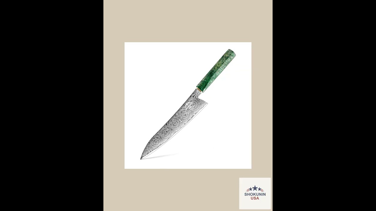 Deuce Custom Japanese Chef Knife with Exotic Maple Burl Wood Handle