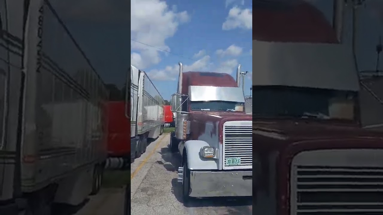 Beautiful Burgundy Freightliner classic mix withlight Grey huge visor sunroof  cutouts lights side