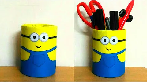 Minion pen holder || DIY Desk Organiser || Minion Pen Stand || Best out of waste || Easy craft