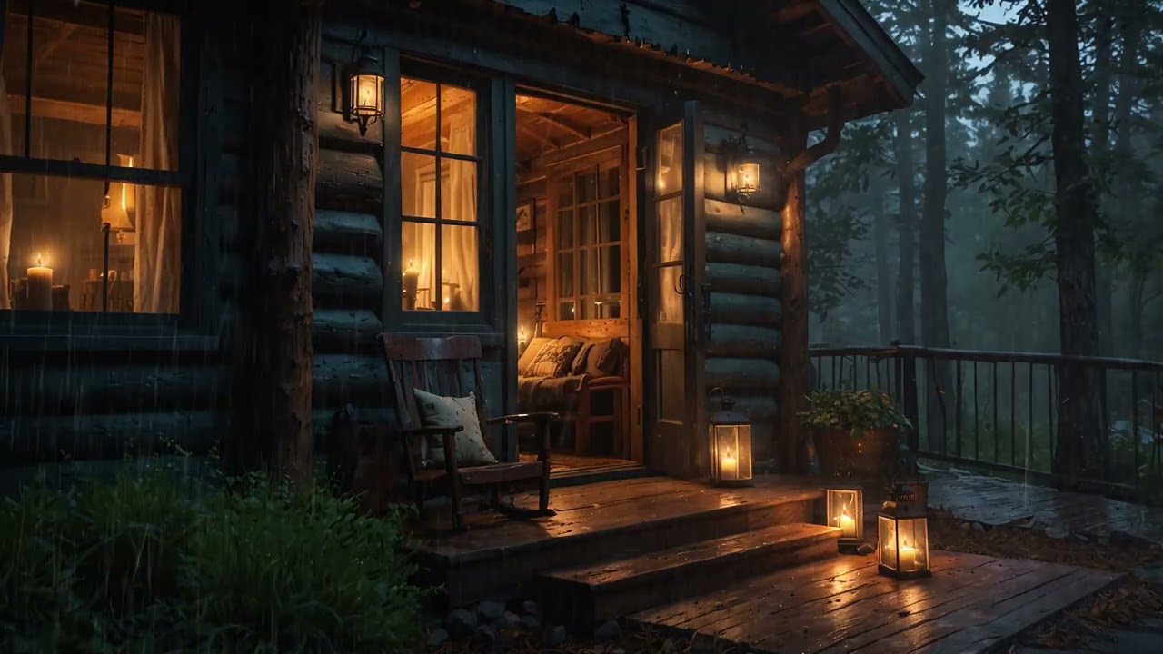 Rain Sounds in a Cozy Cabin | Relaxing Candlelight Ambience for Sleep & Stress Relief