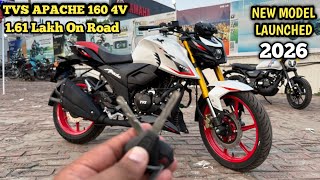 2026 TVS Apache RTR 160 4V New White Colour 🤍 Update Model OBD2-B✅ !! On Road Price !! Apache 160