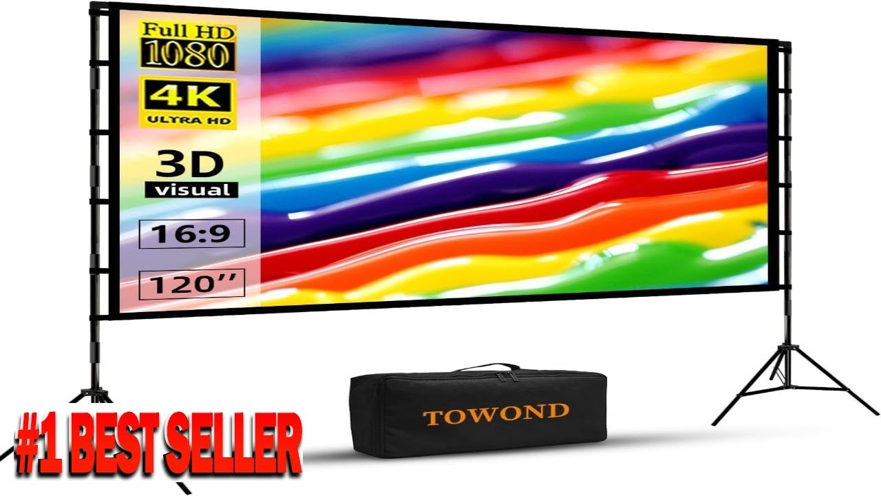 Проекционный экран и стойка Towond 120-дюймовый портативный проекционный экран для помещений и ул...