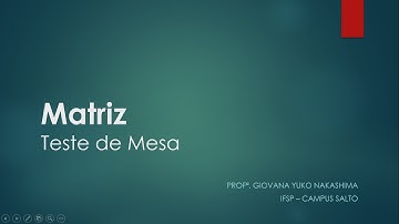 Teste de mesa com matriz