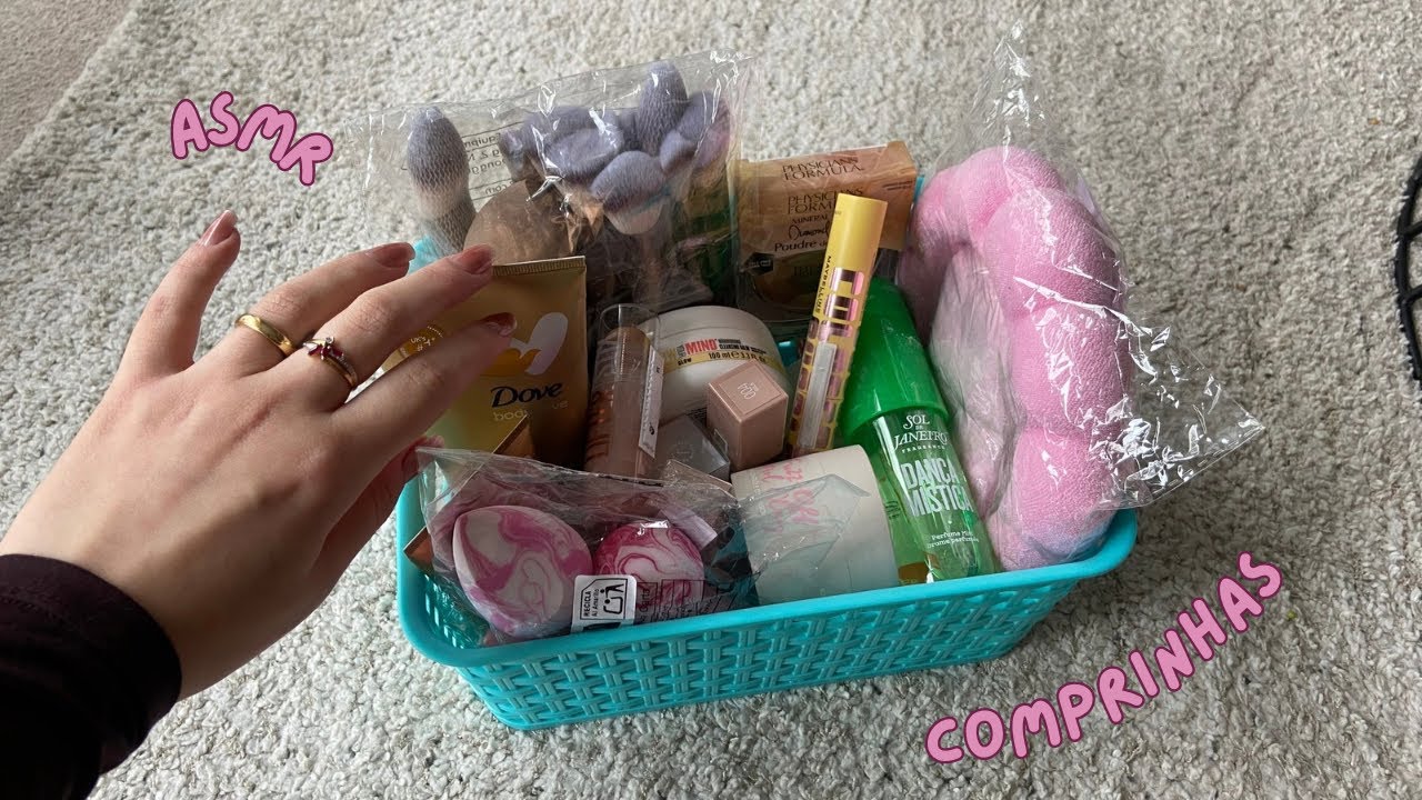 ASMR | mostrando comprinhas da semana 🛍️ | tapping, sussurros, sons de embalagens