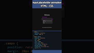 Input placeholder animation HTML y CSS
