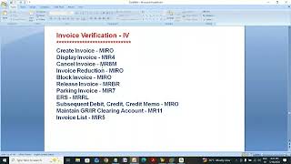 Invoice verification IV 1 class 54