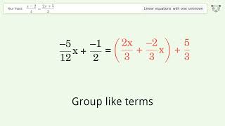 Solve (x-2)/(4)=(2x+5)/(3): Linear Equation Video Solution | Tiger Algebra