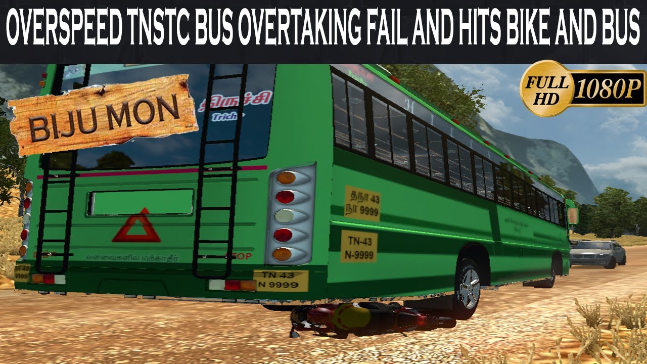 Bus Overspeed Overspeed TNSTC bus driver Overtaking fail and hits bike and bus - YouTube