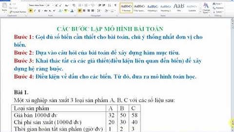 Lập mô hình bài toán quy hoạch tuyến tính || Tiếp theo