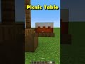 Picnic table minecraft build hack  shorts