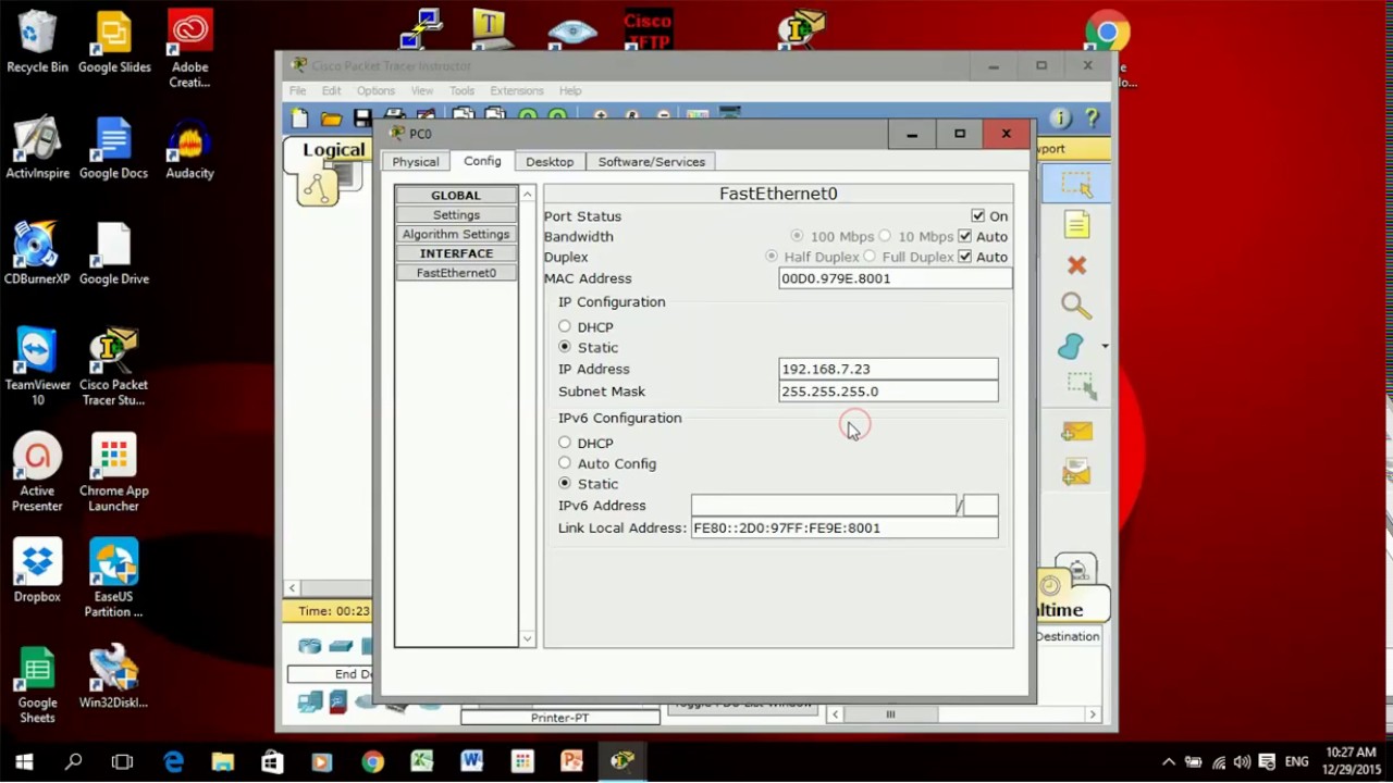 Configuring Device IP address using the config tab