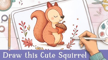How to Draw a Cute Fall Squirrel - Easy Procreate Tutorial