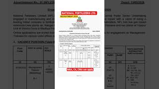 ✅ NFL RECRUITMENT 2026 🎯 MT &amp; FIELD REPRESENTATIVE 🔥#nfl #ibps #rbi #job #lic #exam #top #trending