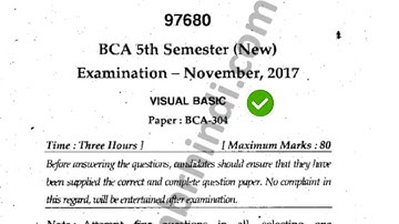 [2017] BCA 5th Sem Visual Basic Question Paper Mdu #MduQuestionPaper