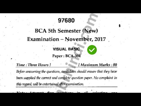 [2017] BCA 5th Sem Visual Basic Question Paper Mdu #MduQuestionPaper