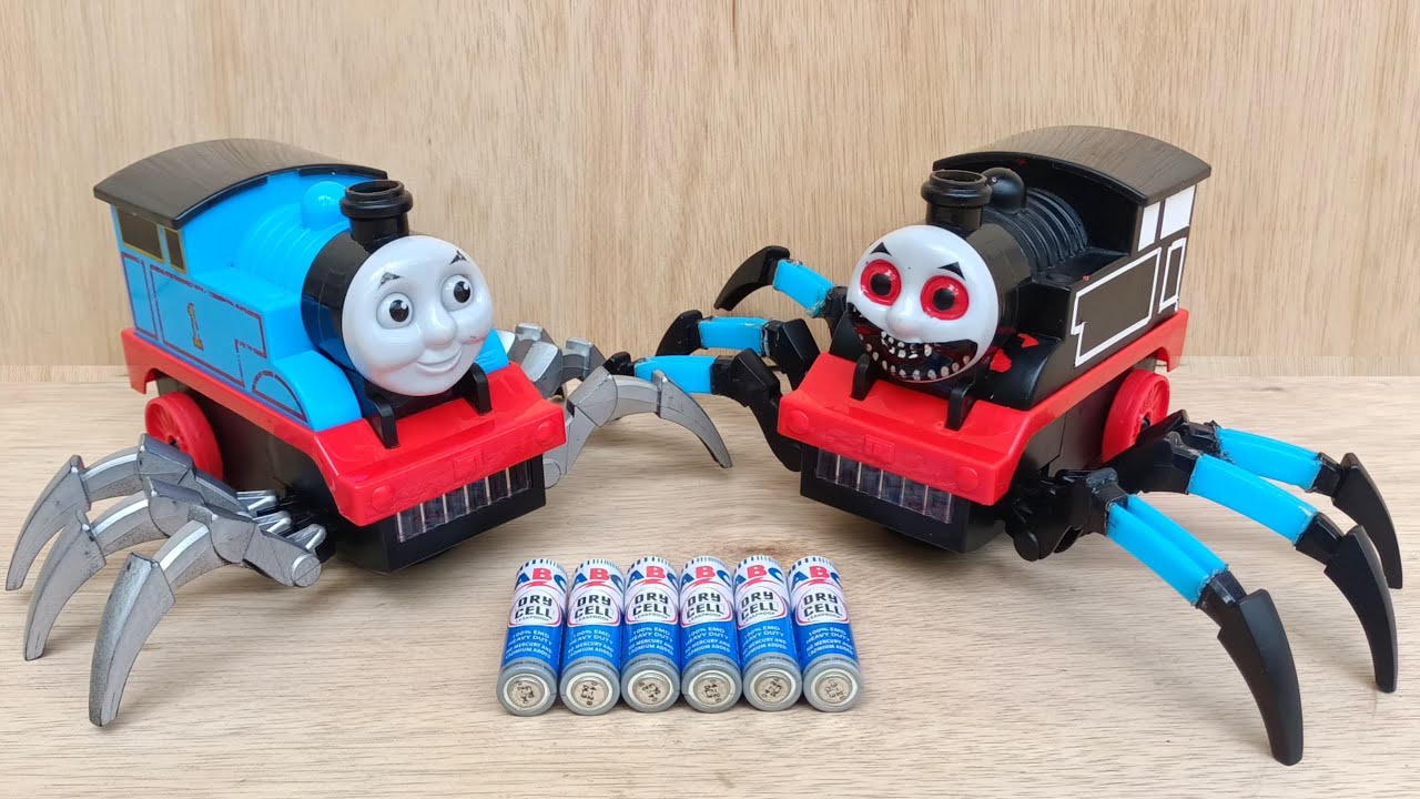 unboxing dan merakit mainan kereta thomas exe laba-laba,kereta monster,kereta coco charles