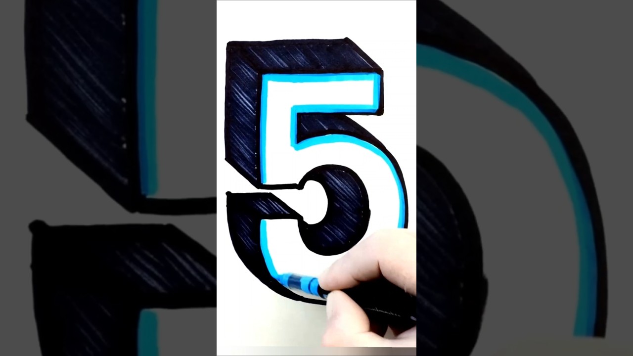 how to draw 3D number 5 #shorts - YouTube