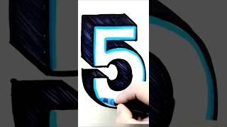 how to draw 3D number 5 #shorts