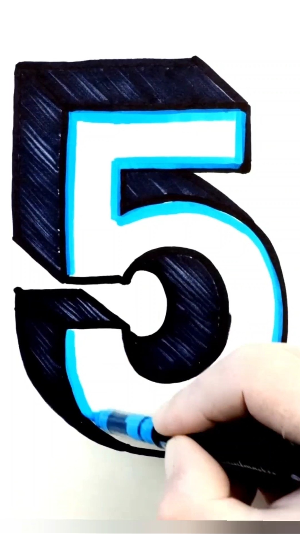 how to draw 3D number 5 #shorts - YouTube