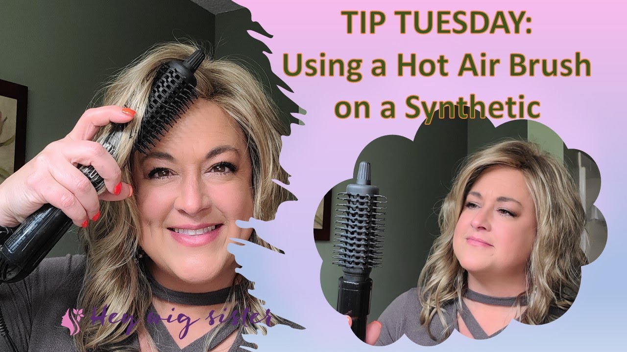 TIP TUESDAY: Let's redirect some unruly bangs with HEAT | A Hot Air Brush and REGULAR Synthetic Wig
