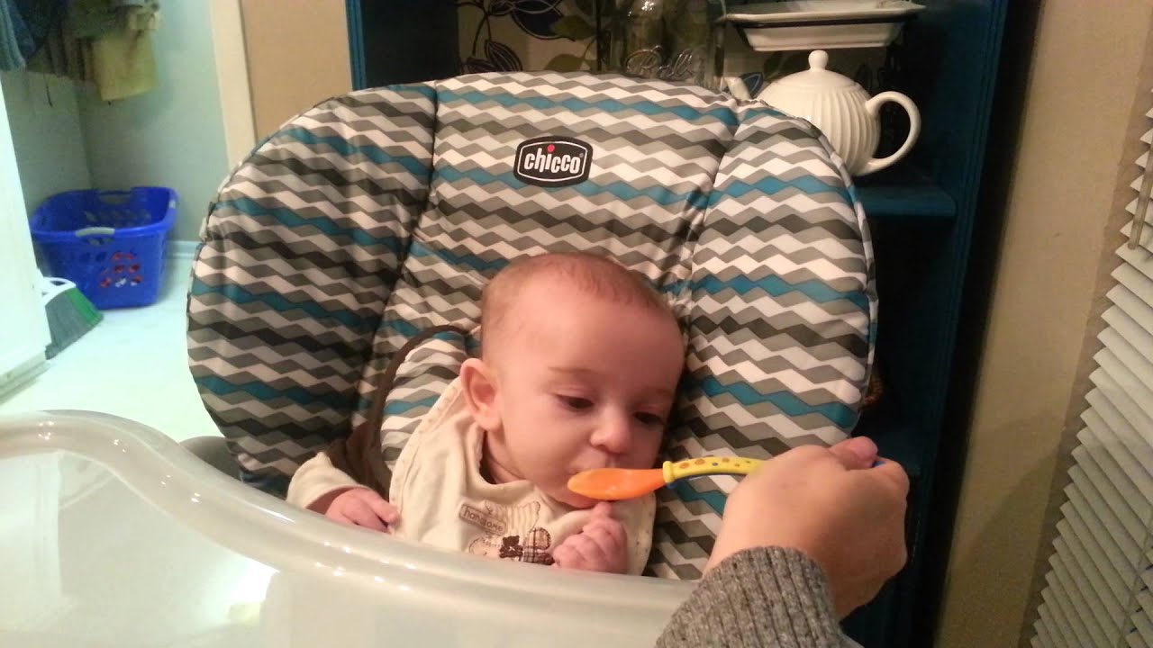 Baby D eating for the 1st time