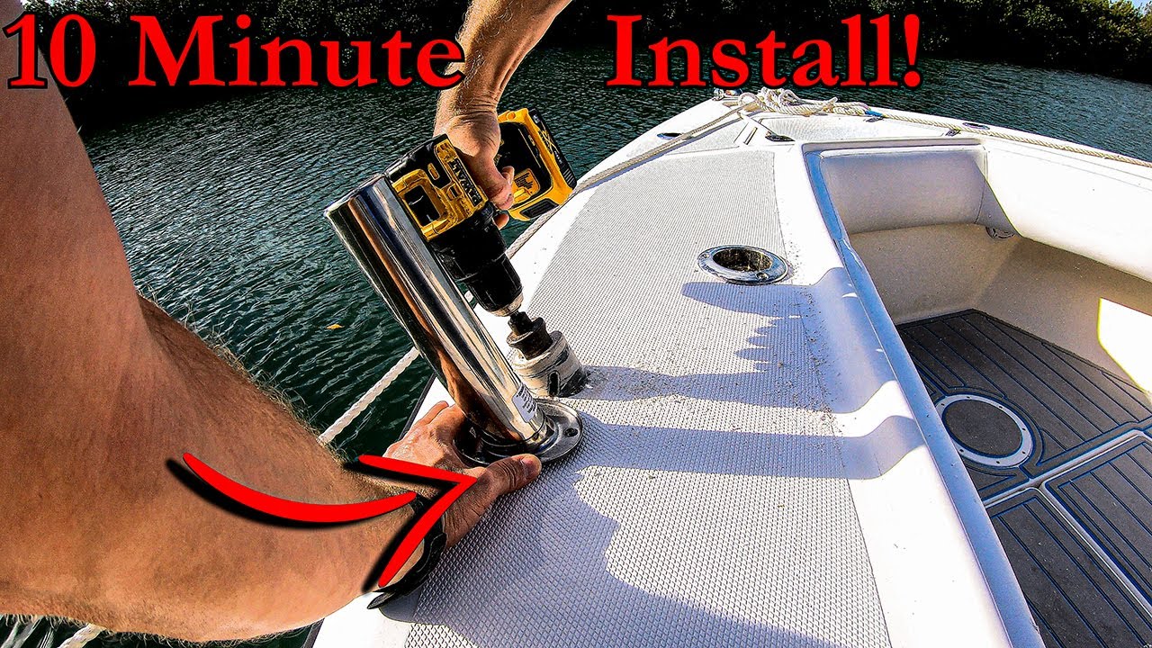 10 Aluminum Boat Fishing or Pole Rod Holder - FLAT Surface Mount for –  Marine Fiberglass Direct