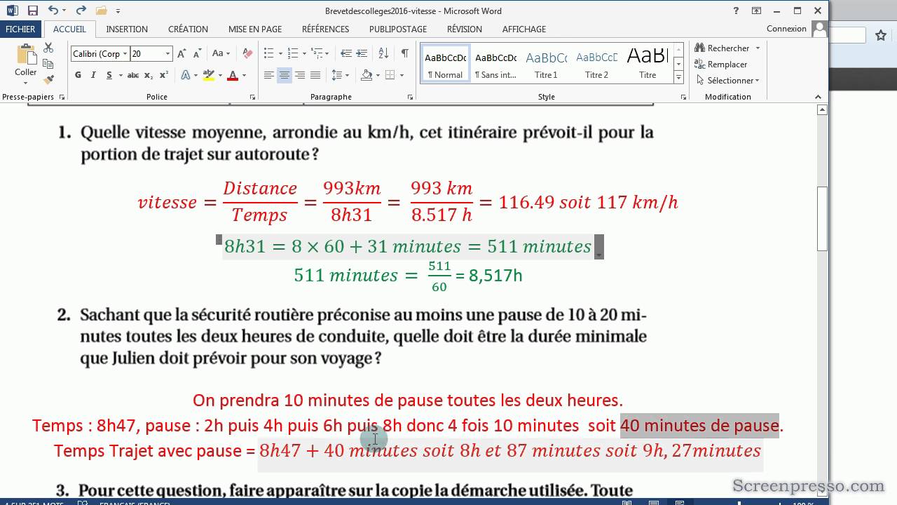 Centres etrangers Juin 2014 Ex6 Vitesse