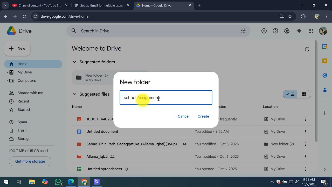How To Create a Google Drive Folder - YouTube