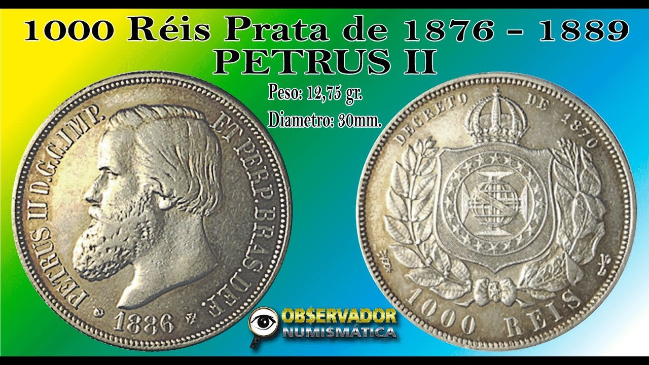 MOEDA de 1000 RÉIS 1876 - 1889.  PETRUS ll . PRATA