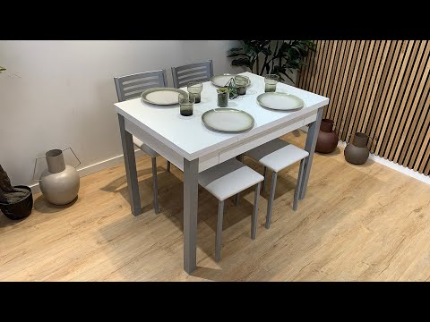 Oferta conjunto de mesa extensible con cajón y sillas de cocina