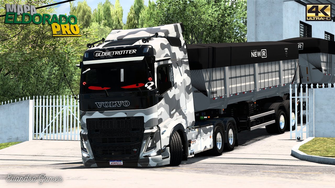 Pressão VOLVO 540 FH5 Camuflado Diretão Qualificado New R Randon Sója (80t) Ets2 V1.55