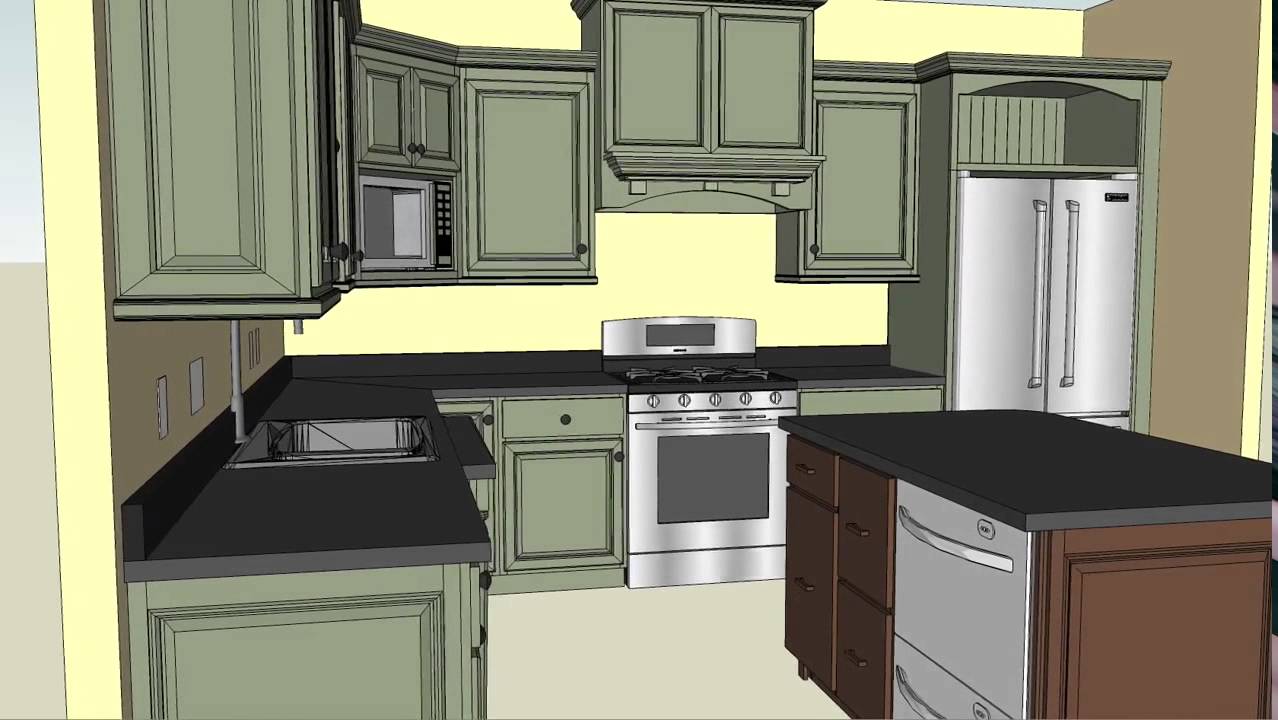 A 3D Kitchen Cabinetry Walkthrough with Colours - YouTube