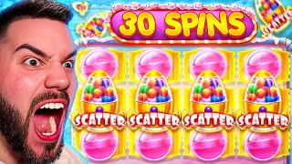 WE GOT 30 FREE SPINS ON A SUGAR RUSH 1000 BONUS!!!