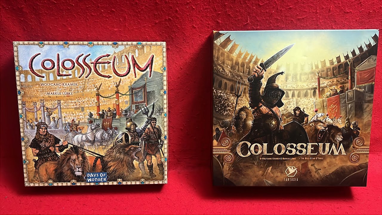 Colosseum board game comparison (Days of Wonder vs new Fantasia prototype)