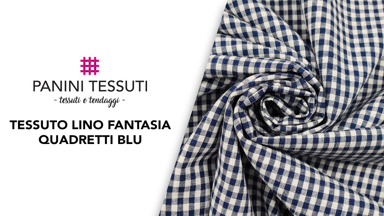 Tessuto Lino Fantasia Quadretti Blu - YouTube