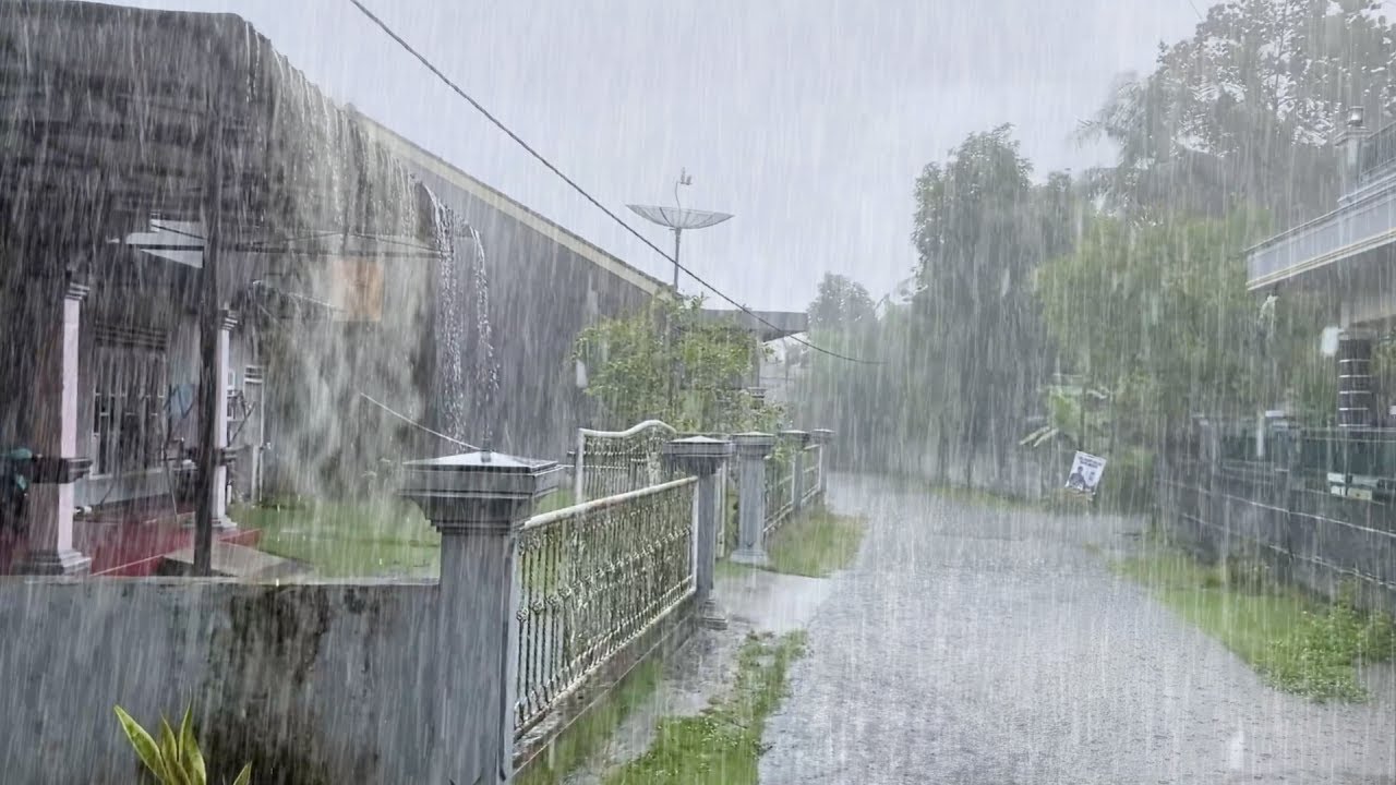 Heavy rain & thunderstorms hit Red Soil Village - Relaxing Sound for ...