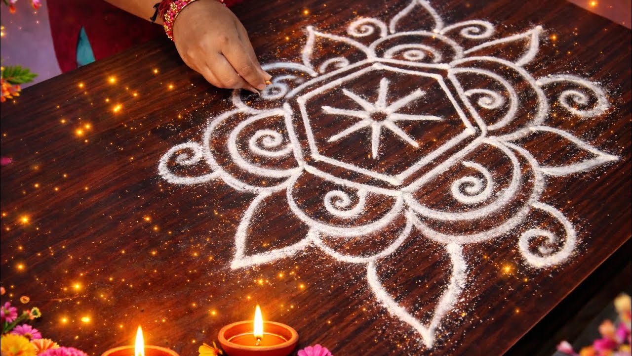 Beginner Friendly Rangoli Design 💖 Must Try! #rangoli 