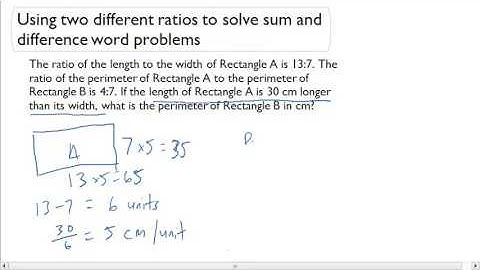 Using two different ratios to solve sum and difference word problems