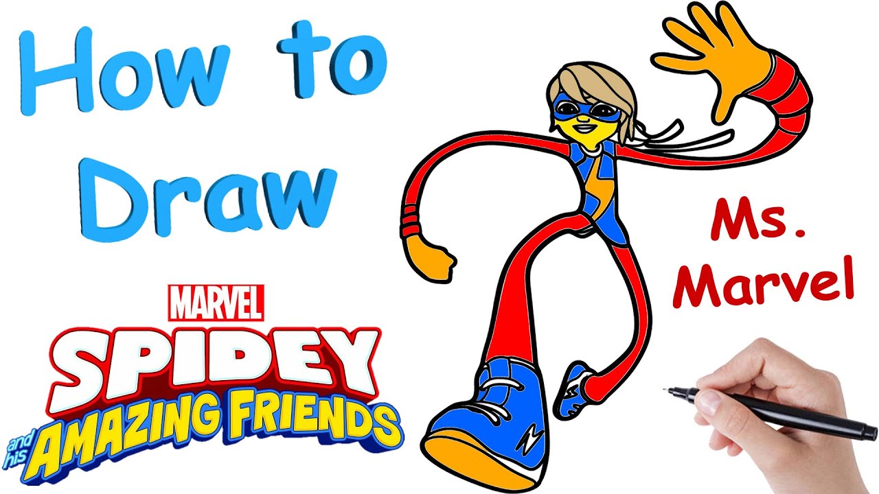 How To Draw Ms. Marvel | Spidey and His Amazing Friends - YouTube