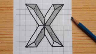 Simple 3d Drawing Letter X / How To Draw Capital Alphabet Easy For Beginners #shorts