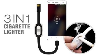 3 in 1 Cigarette Lighter+ Mini Power Bank + Bracelet Micro USB Cable