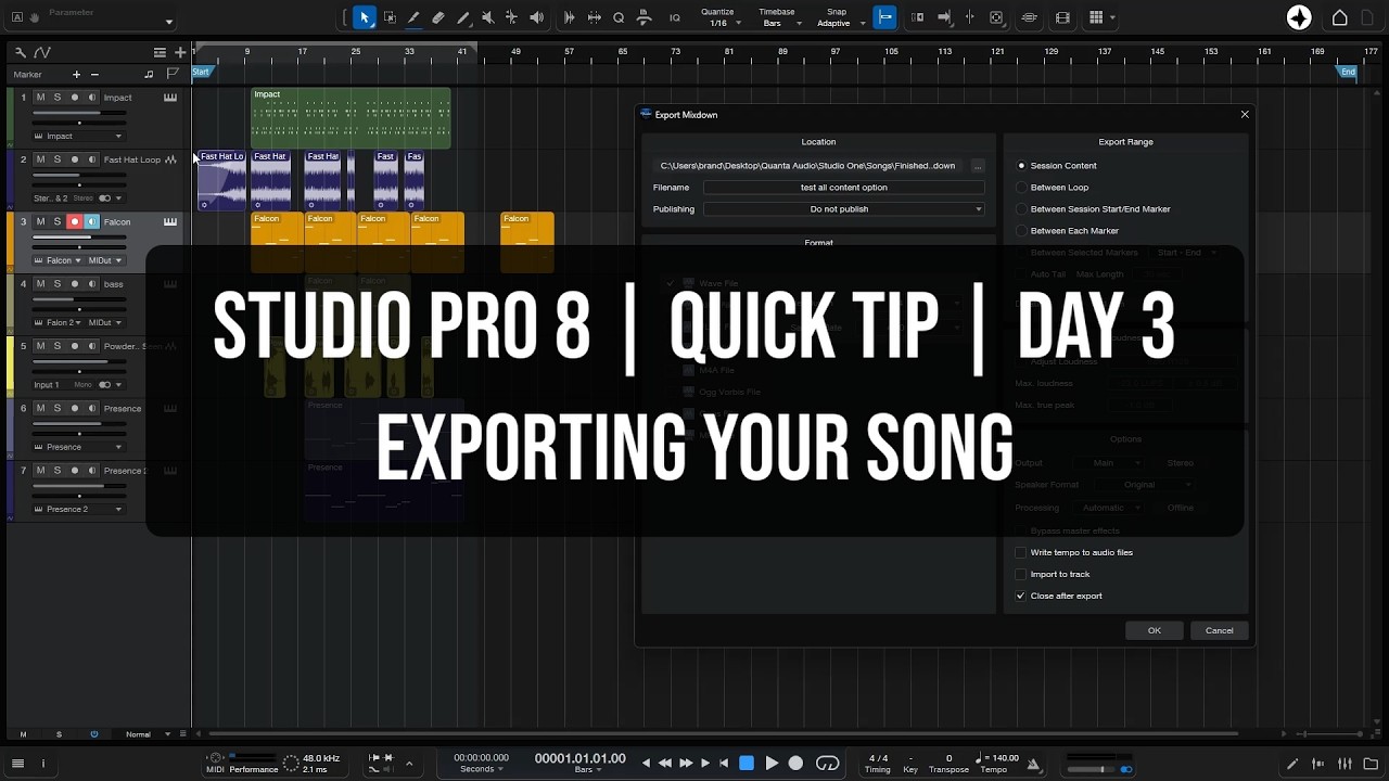 Studio Pro 8 | Quick Tip Day 3 | Exporting Your Song - YouTube