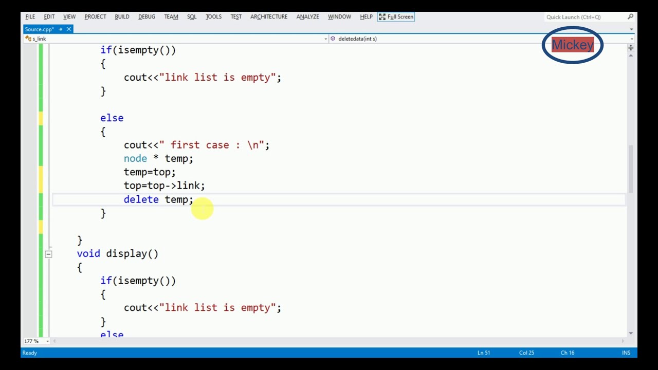 stack using link list for beginners urdu/hindi YouTube
