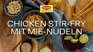Chicken Stir-Fry Mit Mie-Ln Asiatische Lpfanne Mit Hähnchen