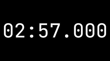 Countdown timer 2 minutes, 57 seconds [02:57.000] - White on black with milliseconds