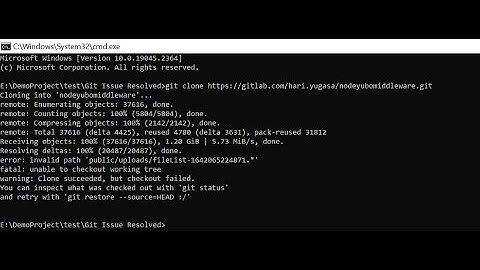 Git Invalid Path |Unable to Checkout Working Tree|Clone Succeeded But Checkout Failed Error Resolved