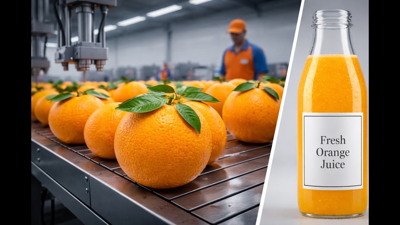 How Pure Orange Juice Is Made | From Tree to Bottle : Inside a Modern Orange Juice Factory
