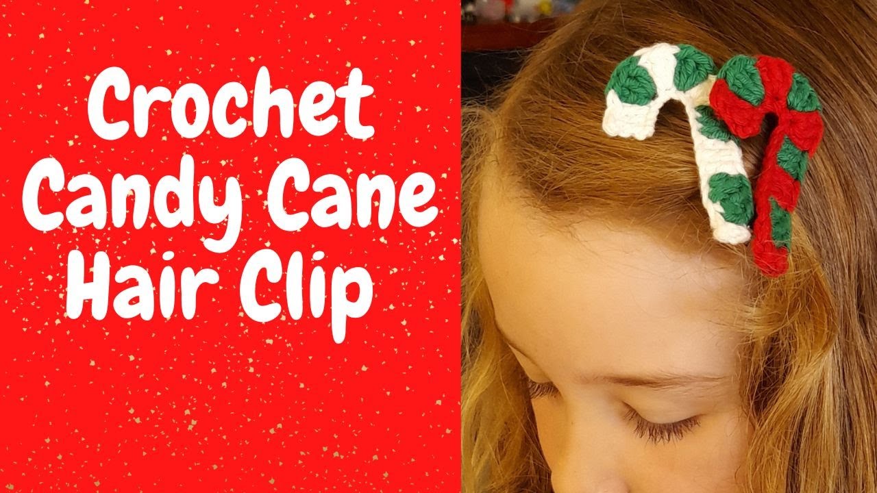 Crochet Candy Cane Hair Clip Pattern, Crochet Candy Cane Applique YouTube