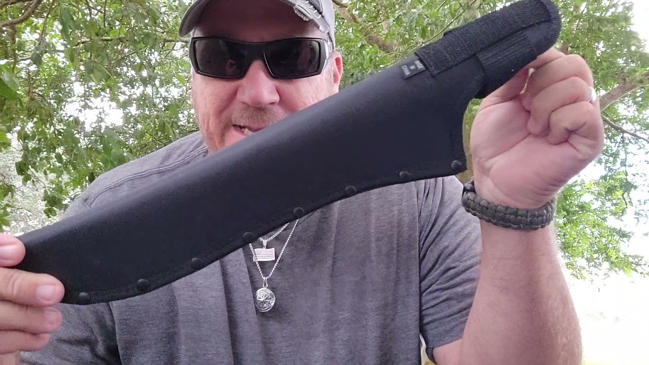 Gordon tactical pocket knife and machete from Harbor Freight review. YouTube